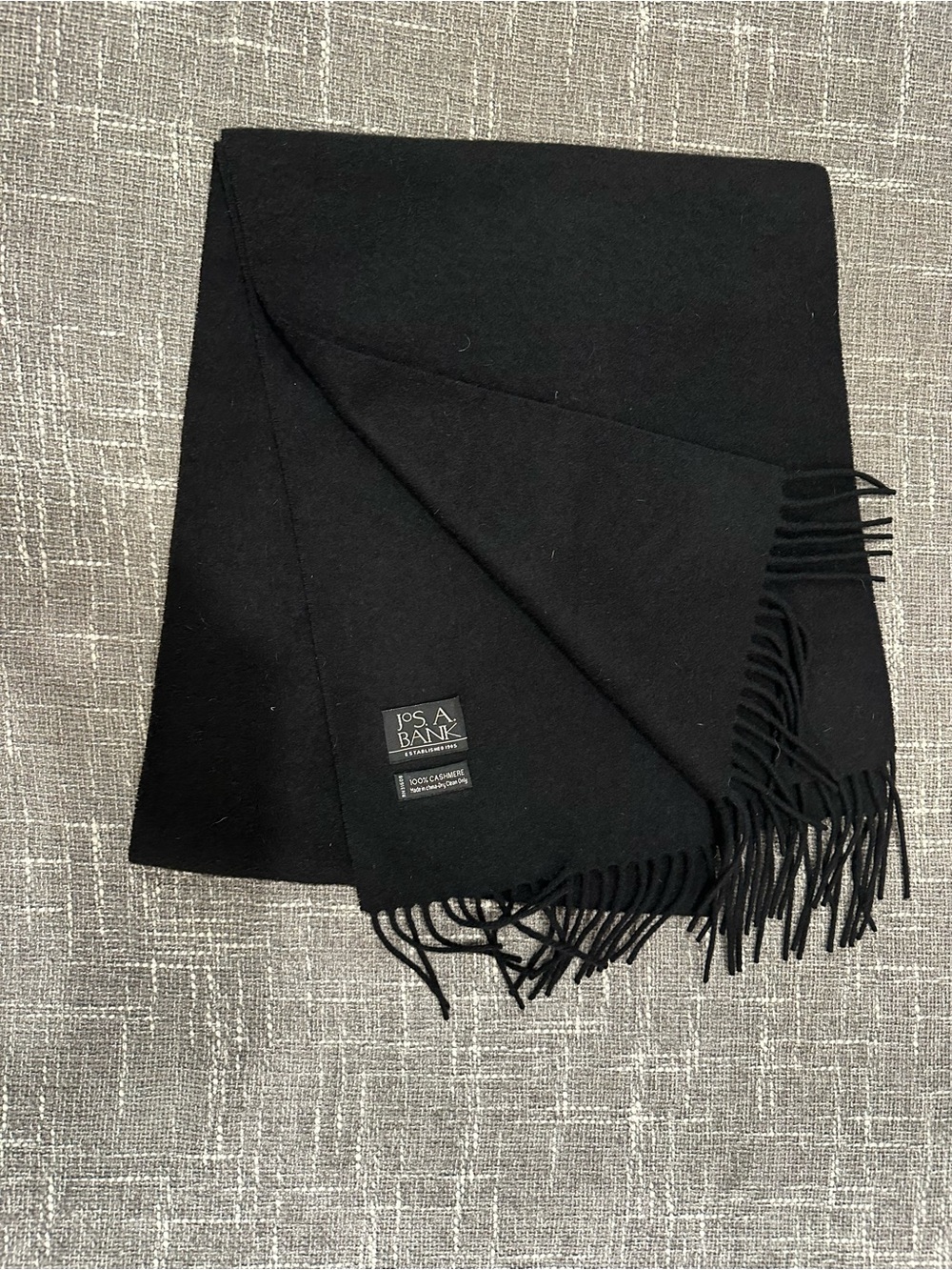 Jos. A. Bank Black Cashmere Fringed Scarf